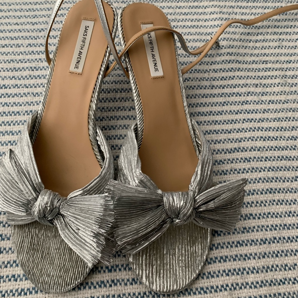 Saks Fifth Avenue Metallic Silver Heels